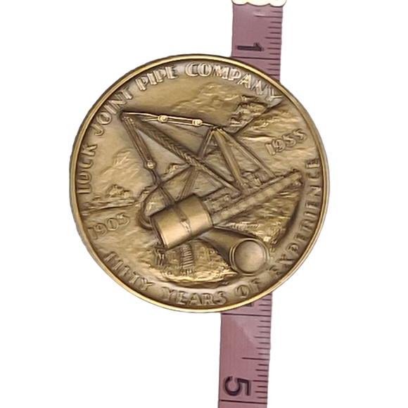 Vintage 1950s Bronze Lock Joint Pipe Co. Medallion 2 Sided - Picture 3 of 7